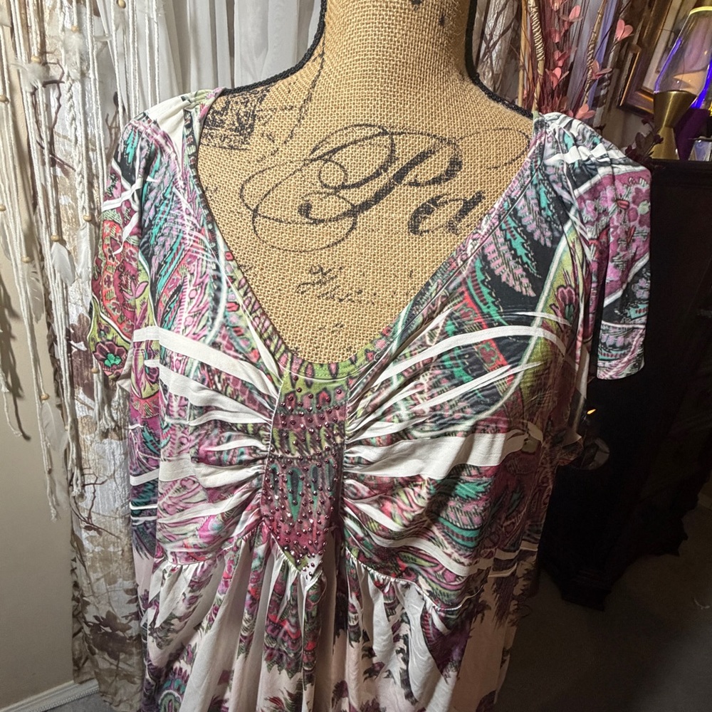 Apt. 9 Pink and Green Paisley Blouse